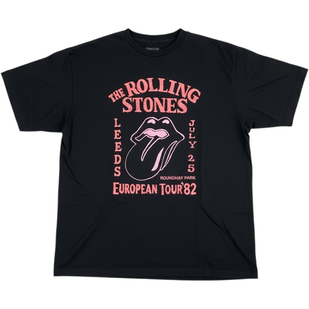 H&M The Rolling Stones T-Shirt Mens Large Band Tee Retro Streetwear Black Pink